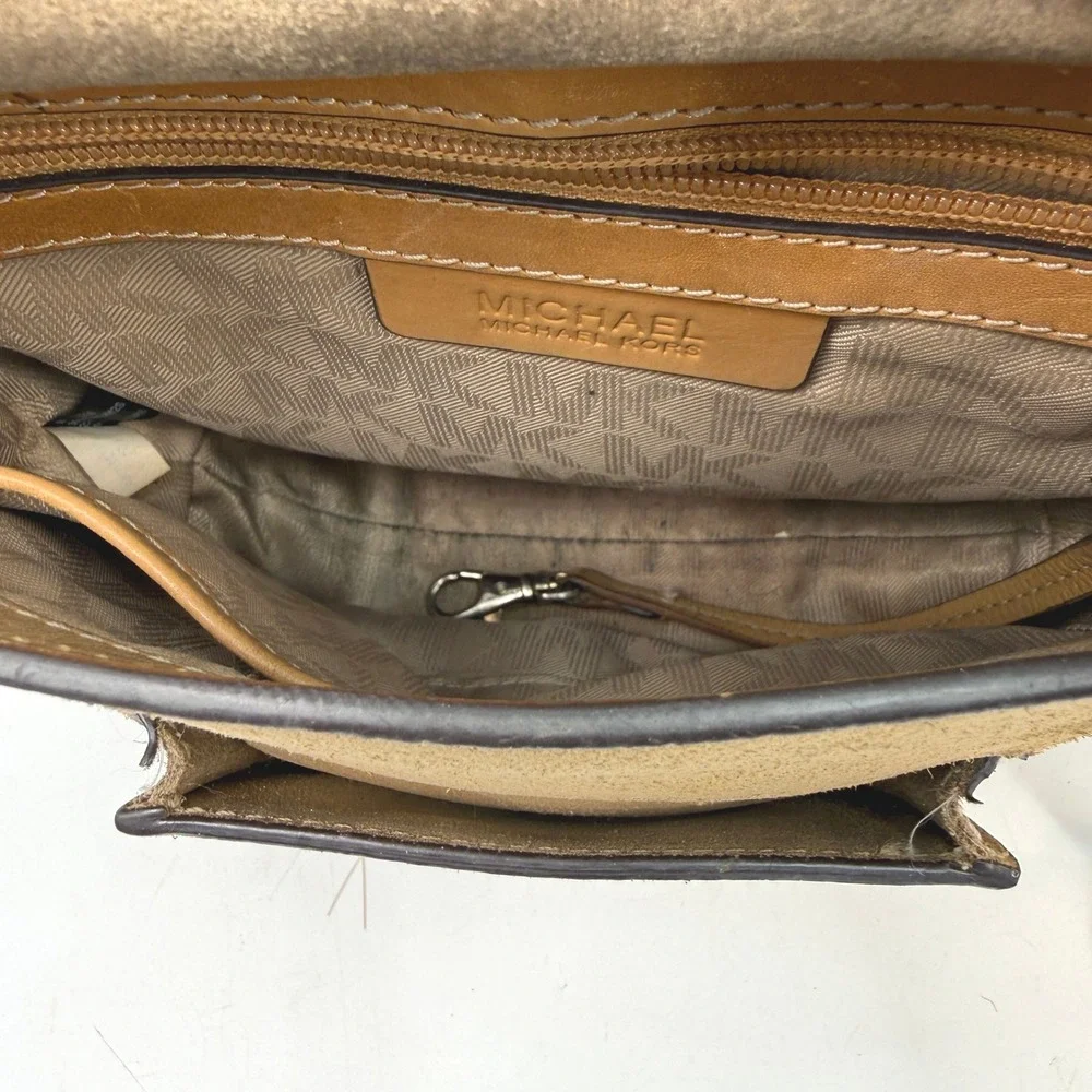 Michael Kors Romy Saddle Crossbody Bag Tan Brown Brass Designer Western‎ Boho